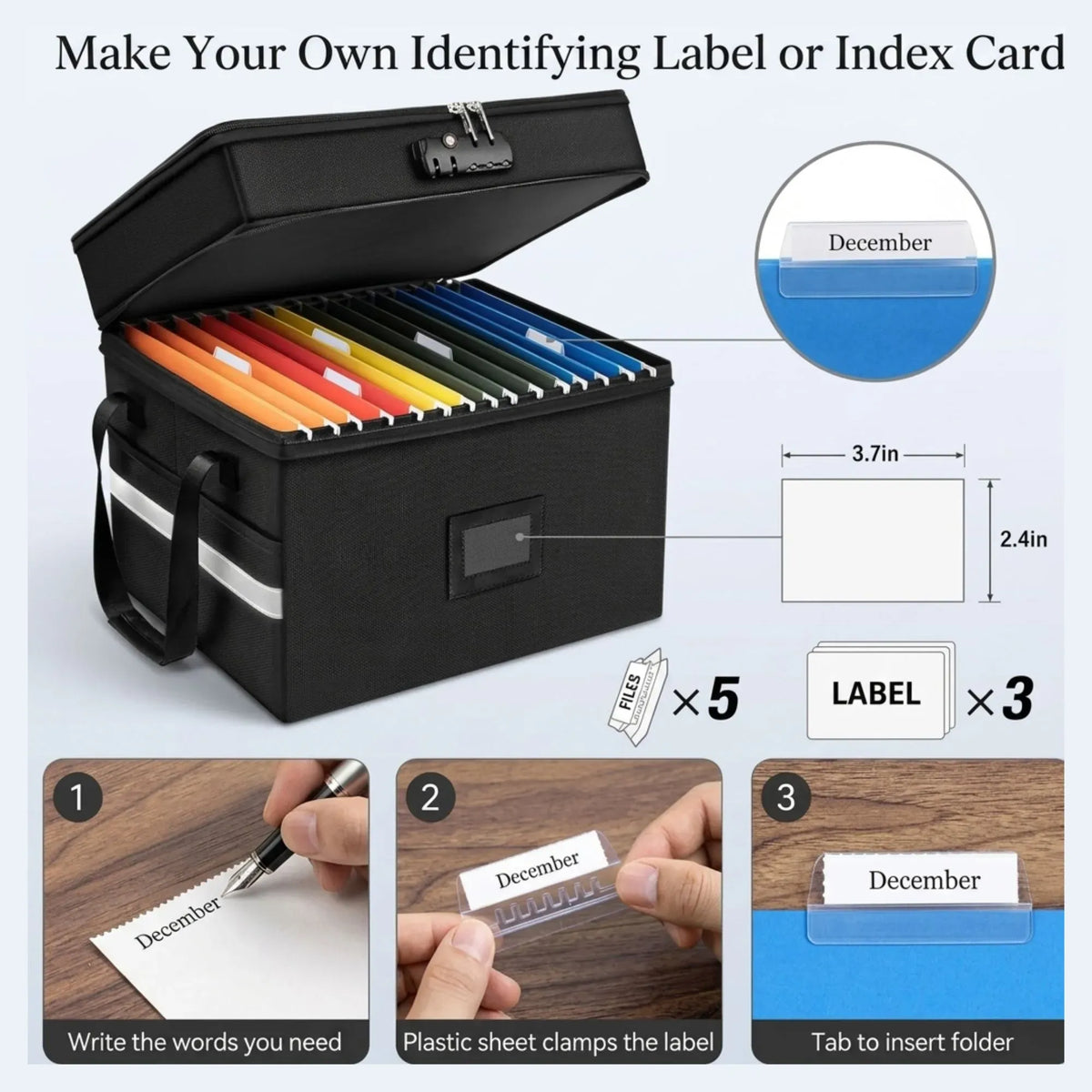 Fireproof Document Box with Lock - Fabric - Office - Fireproof Document Safe