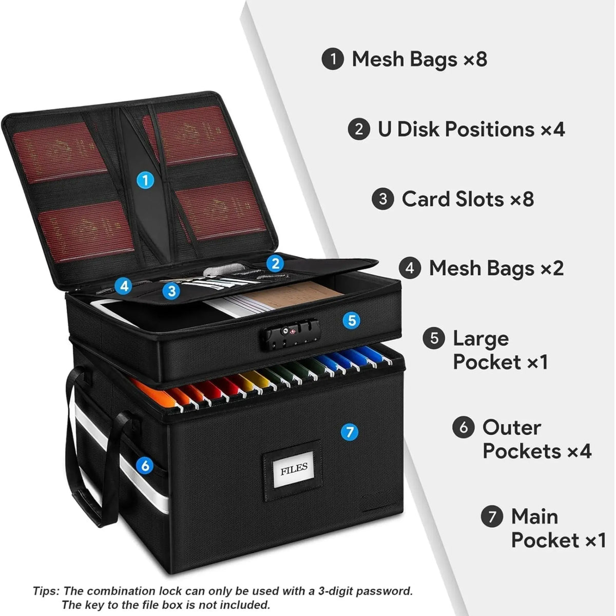 Fireproof Document Box with Lock - Fabric - Office - Fireproof Document Safe
