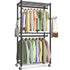 CARLA HOME Double Rail Garment Rack with Shelves - Rolling - Portable Wardrobe