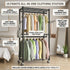 CARLA HOME Double Rail Garment Rack with Shelves - Rolling - Portable Wardrobe