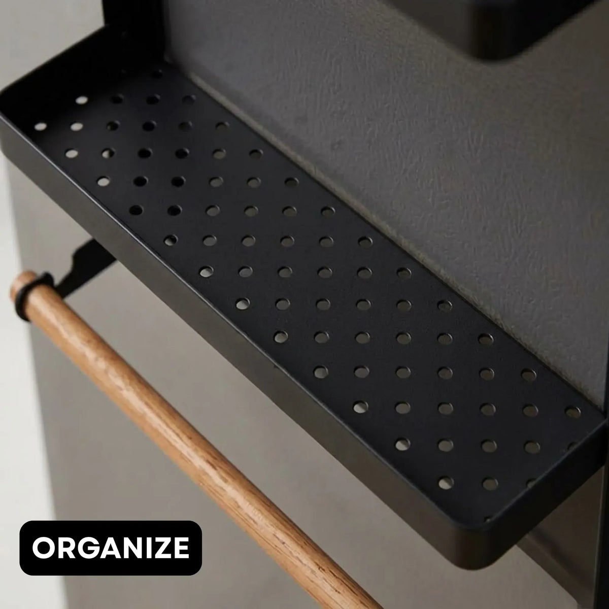 Magnetic Refrigerator Spice Rack - 2 Tier Fridge Organiser - Black