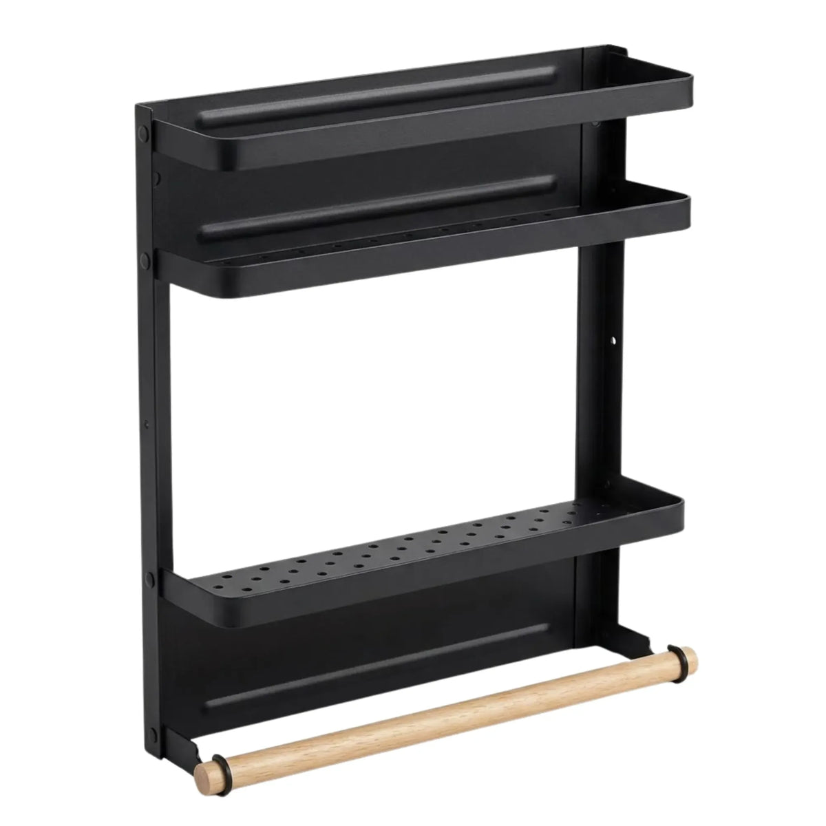 Magnetic Refrigerator Spice Rack - 2 Tier Fridge Organiser - Black