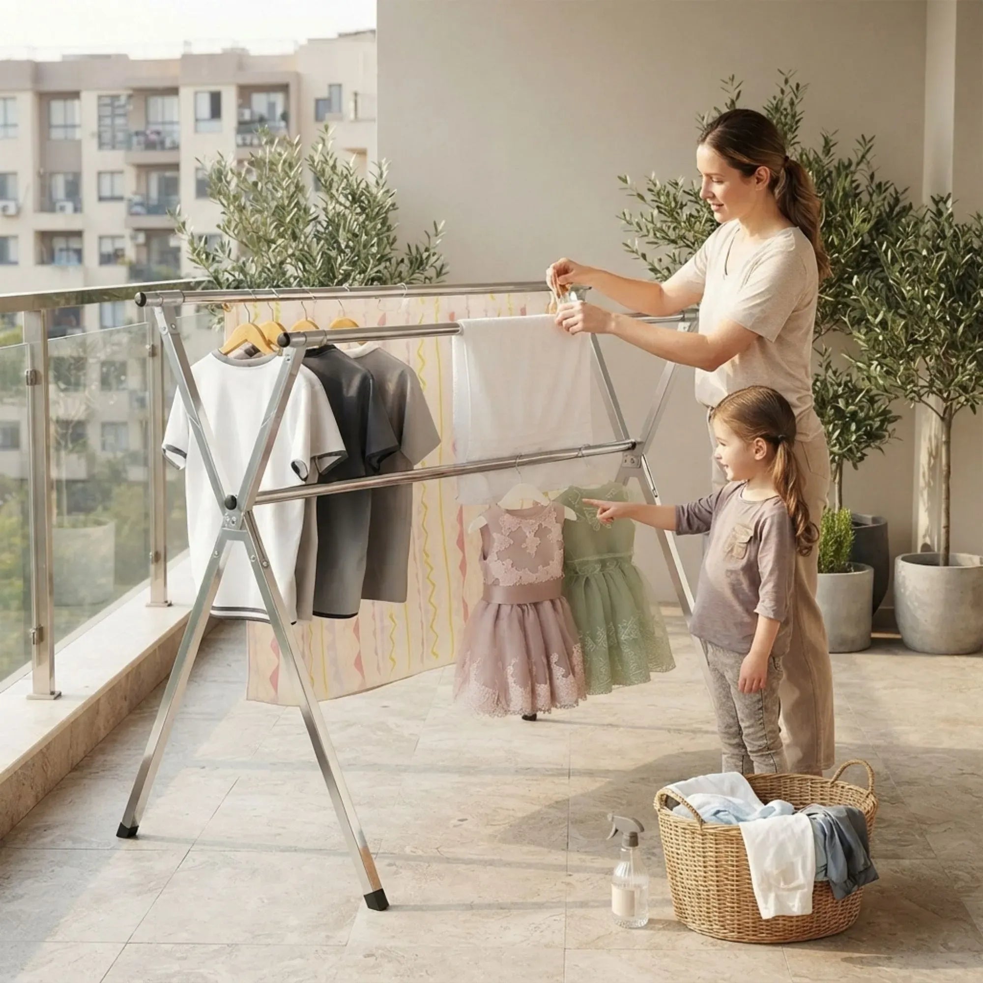 Clothes Drying Rack Folding Indoor Outdoor, Grey, Kitchen