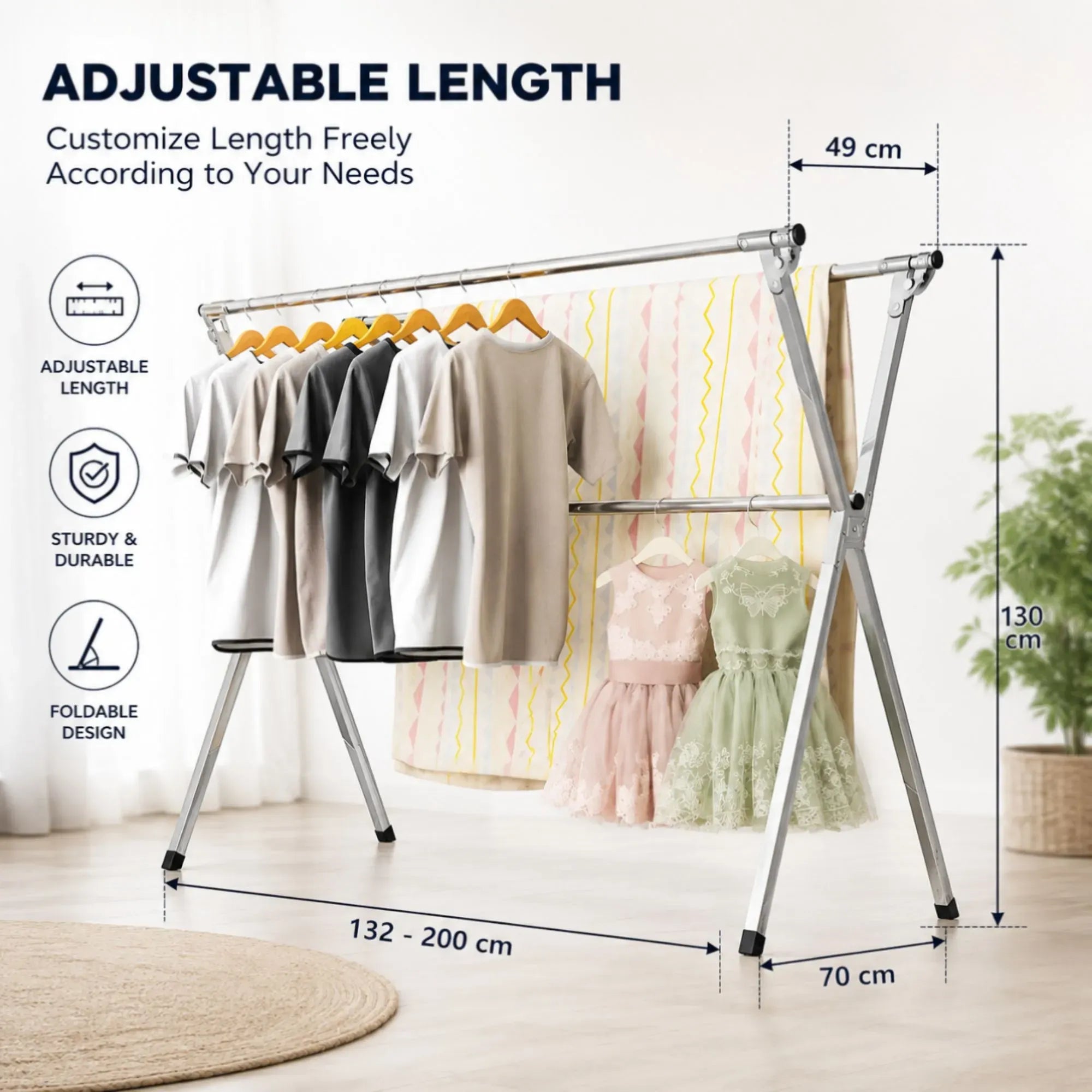Clothes Drying Rack Folding Indoor Outdoor, Grey, Kitchen
