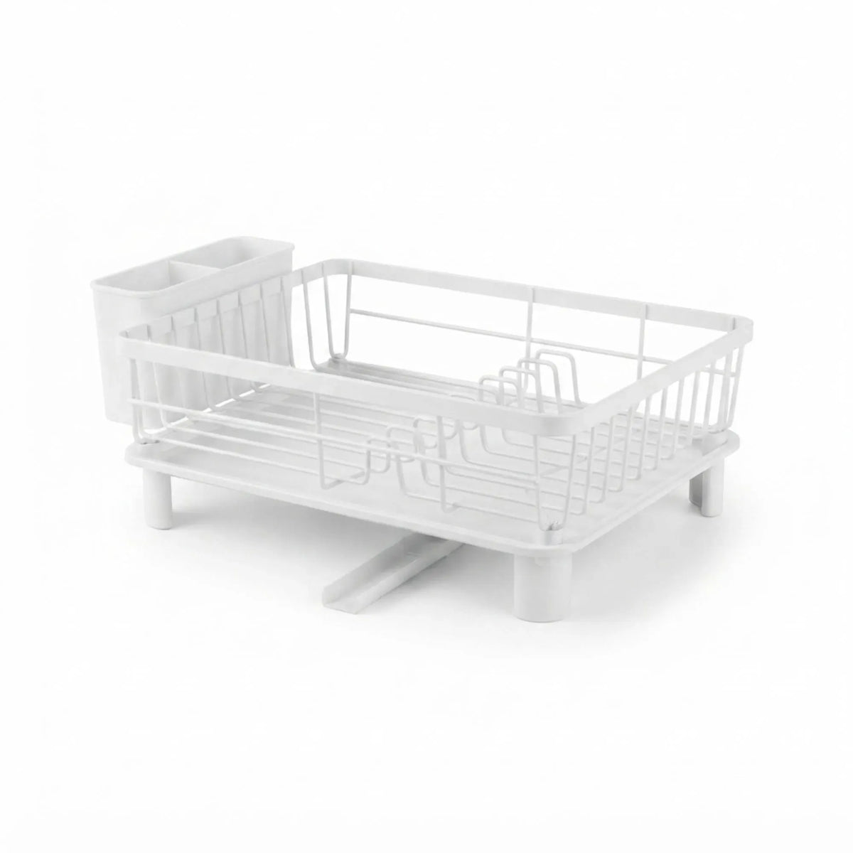 Dish Drying Rack with Drainboard & Utensil Holder for Kitchen (White)