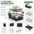 CARLA HOME 2 tier Dish Drying Rack with Drainboard & Utensil Holder for Kitchen (Black)