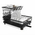 CARLA HOME 2 tier Dish Drying Rack with Drainboard & Utensil Holder for Kitchen (Black)