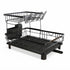 CARLA HOME 2 tier Dish Drying Rack with Drainboard & Utensil Holder for Kitchen (Black)