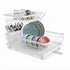 CARLA HOME 2 tier Dish Drying Rack with Drainboard & Utensil Holder for Kitchen (White)