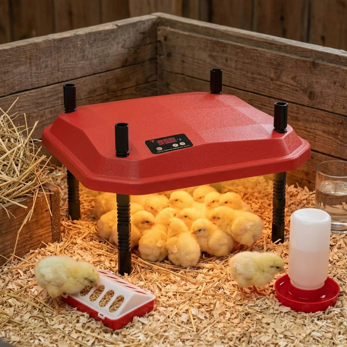 CARLA HOME Chick Brooder Heating Plate 25x25cm, Adjustable Chicken Heater, Red