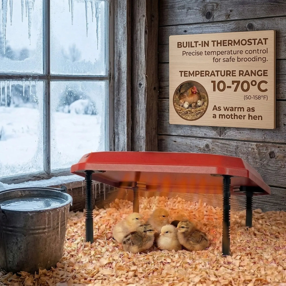CARLA HOME Chick Brooder Heating Plate 25x25cm, Adjustable Chicken Heater, Red