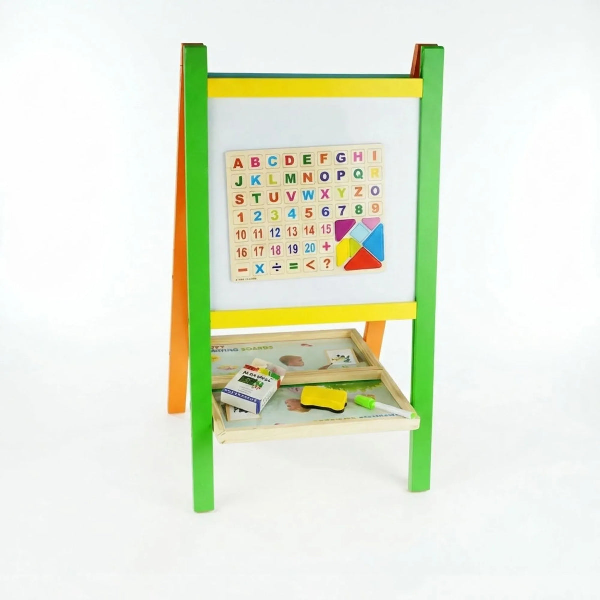 Kids Art Easel, Double-Sided Chalkboard Whiteboard, Multicolour