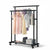 CARLA HOME Double Rod Clothes Rack with Wheels, Metal, Portable Wardrobe Rack