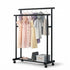 Double Rod Clothes Rack with Wheels, Metal, Portable Wardrobe Rack