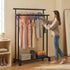 Double Rod Clothes Rack with Wheels, Metal, Portable Wardrobe Rack