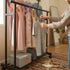 Double Rod Clothes Rack with Wheels, Metal, Portable Wardrobe Rack