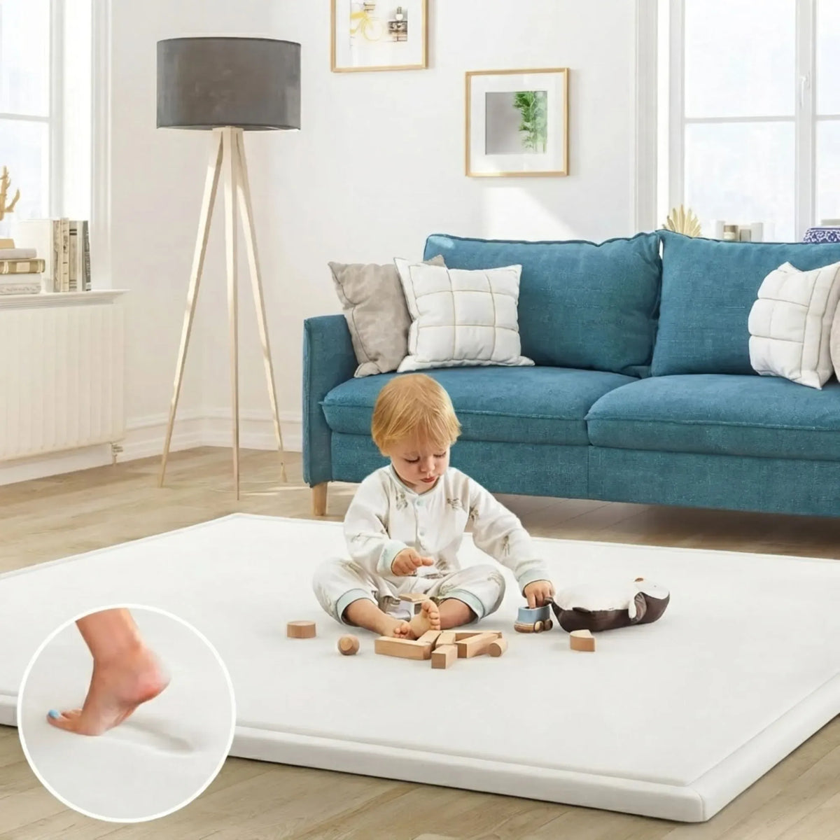 Baby Play Mat 150x200cm, Thick Foam Crawling Mat, Infants, White