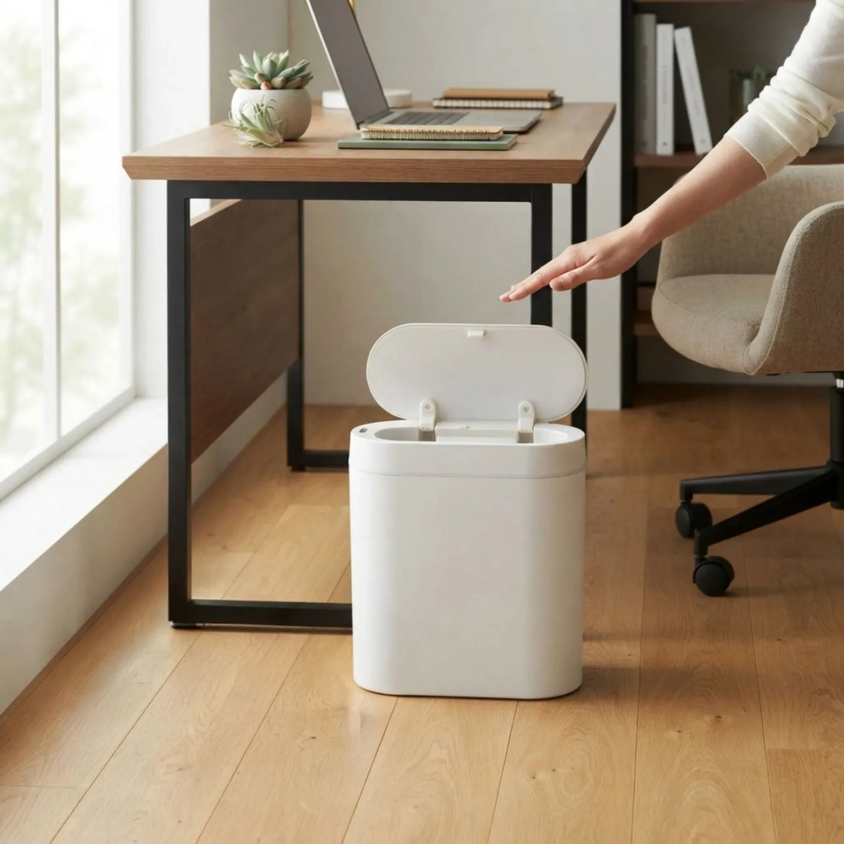 CARLA HOME 7L Motion Sensor Bin, Slim Automatic Touchless Trash Can, Lid, White