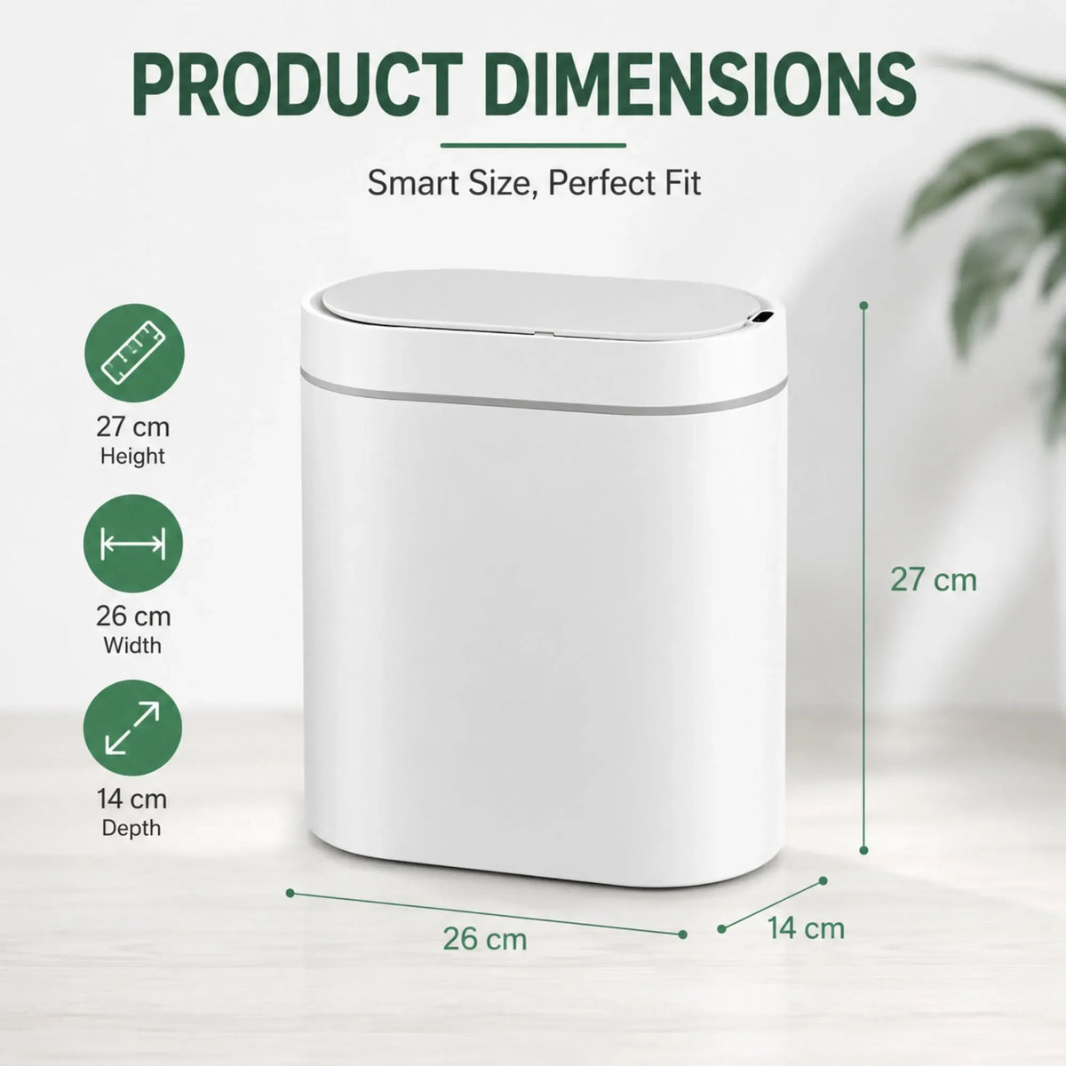CARLA HOME 7L Motion Sensor Bin, Slim Automatic Touchless Trash Can, Lid, White