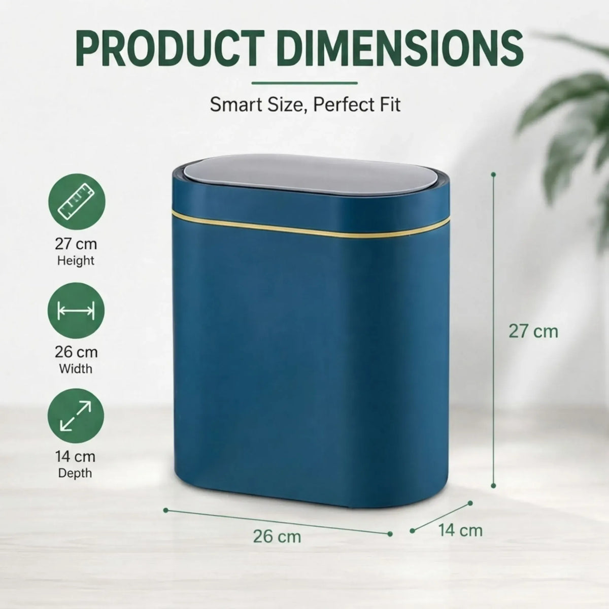 7L Automatic Trash Bin with Lid, Motion Sensor Garbage Can Blue