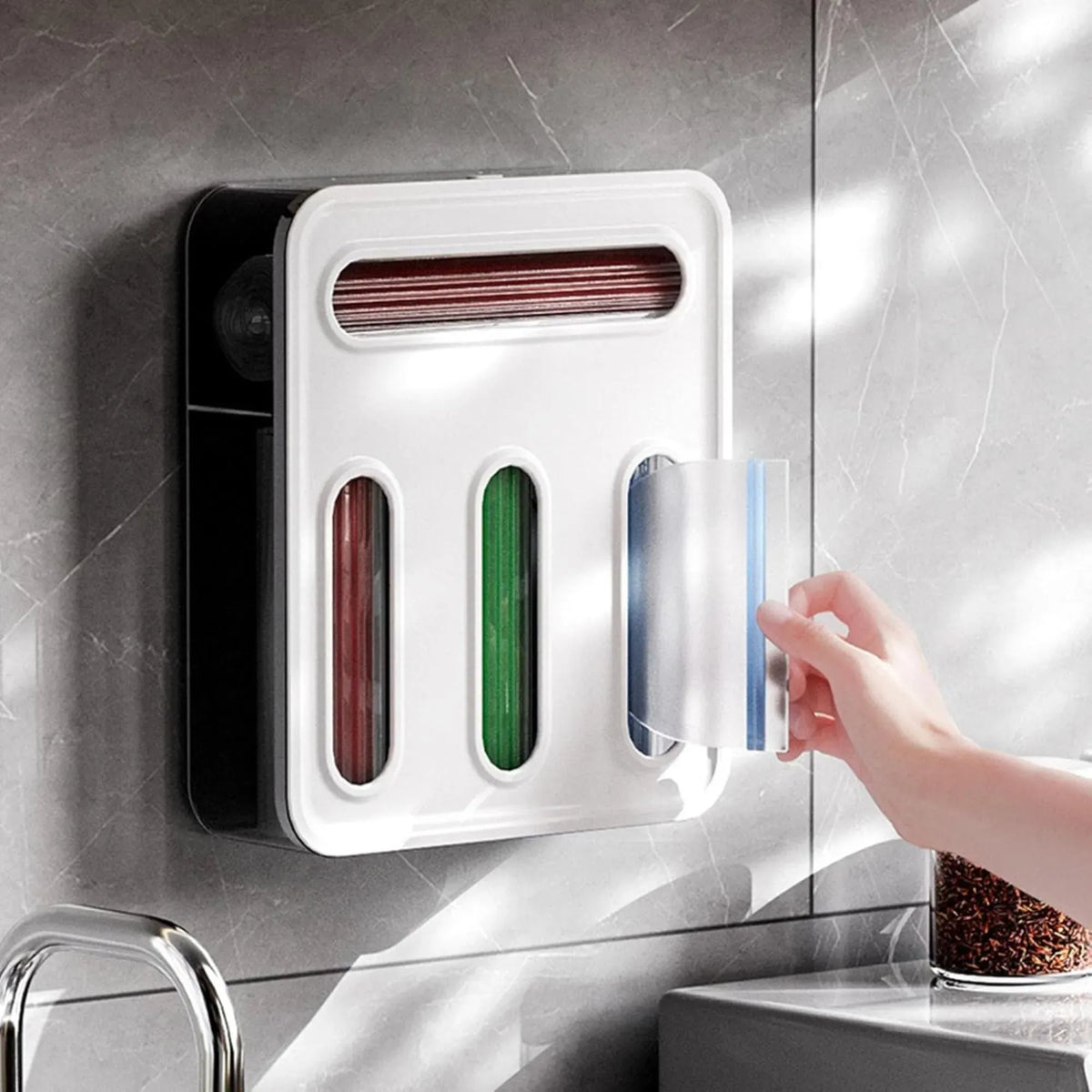 Food Storage Bag Organiser, 4 Compartment Drawer Box, Kitchen Drawer