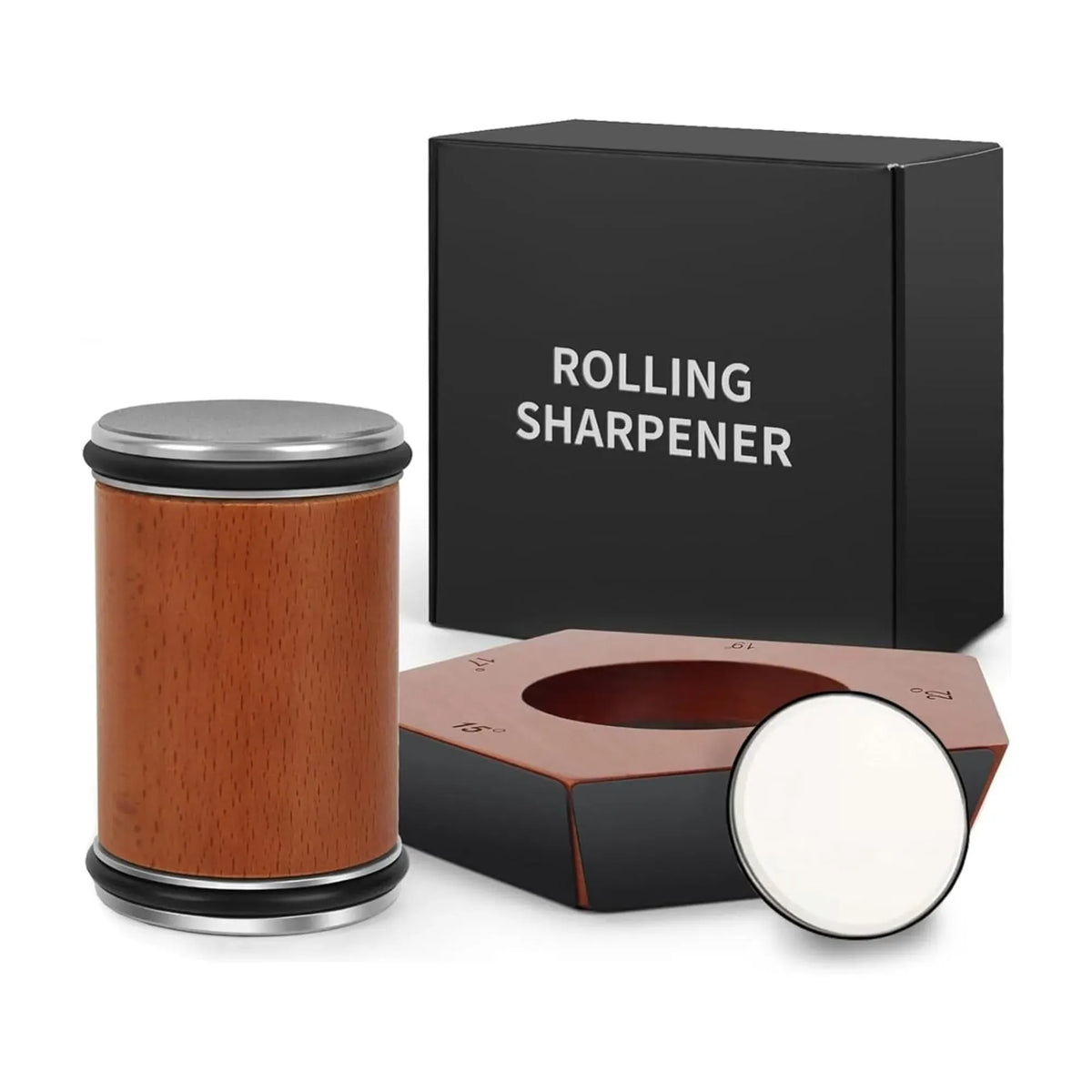 CARLA HOME Rolling Knife Sharpener Kit, 5 Angle Magnetic Holder, 3 Grit Discs