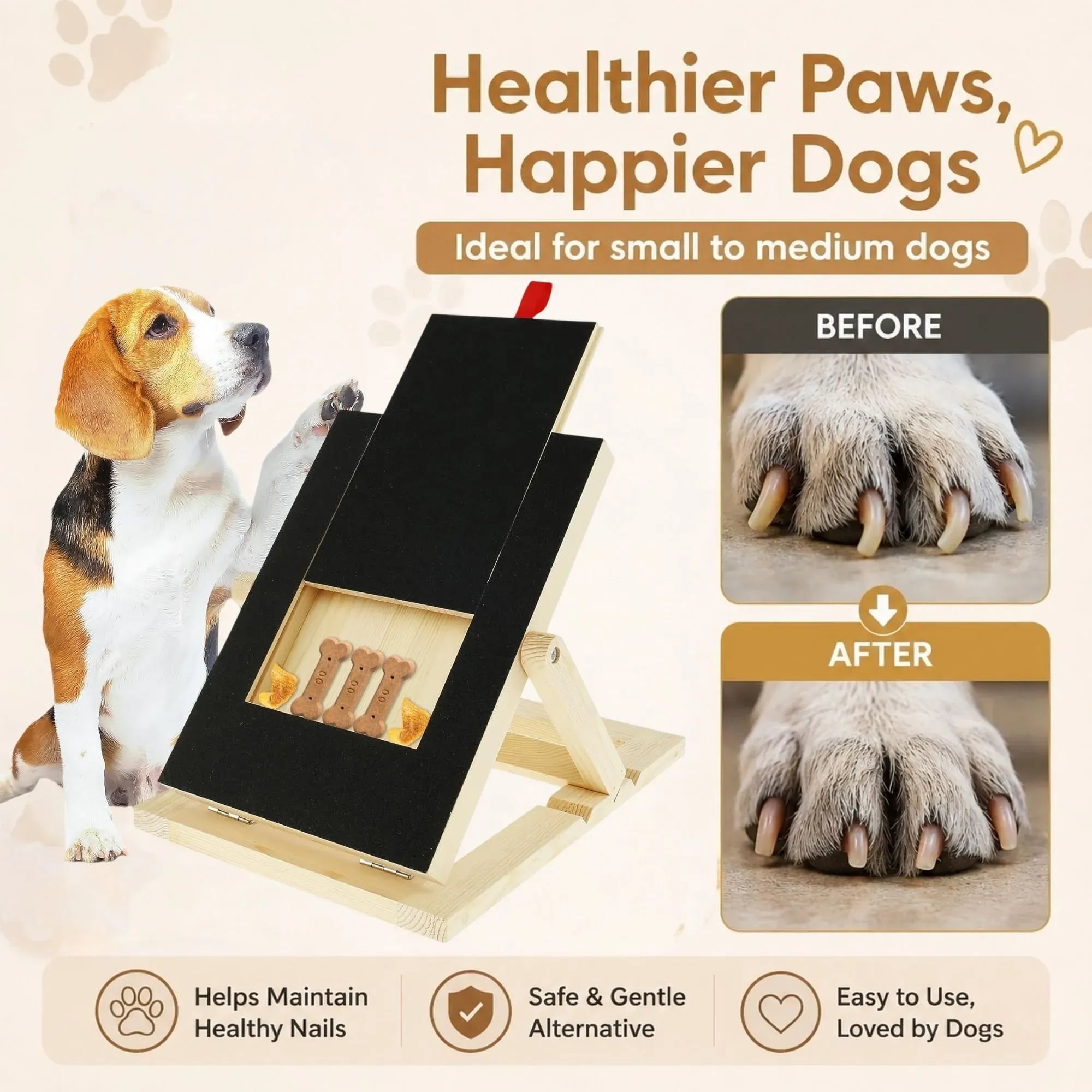 Dog Nail Scratch Board with Snack Box, Height Adjustable Puppy Nail Pet