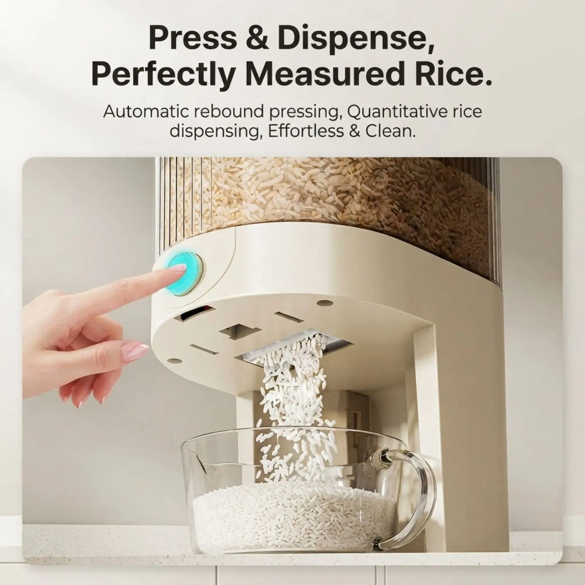 Rice Dispenser 5kg Large Storage, Press Button Grain Container Kitchen