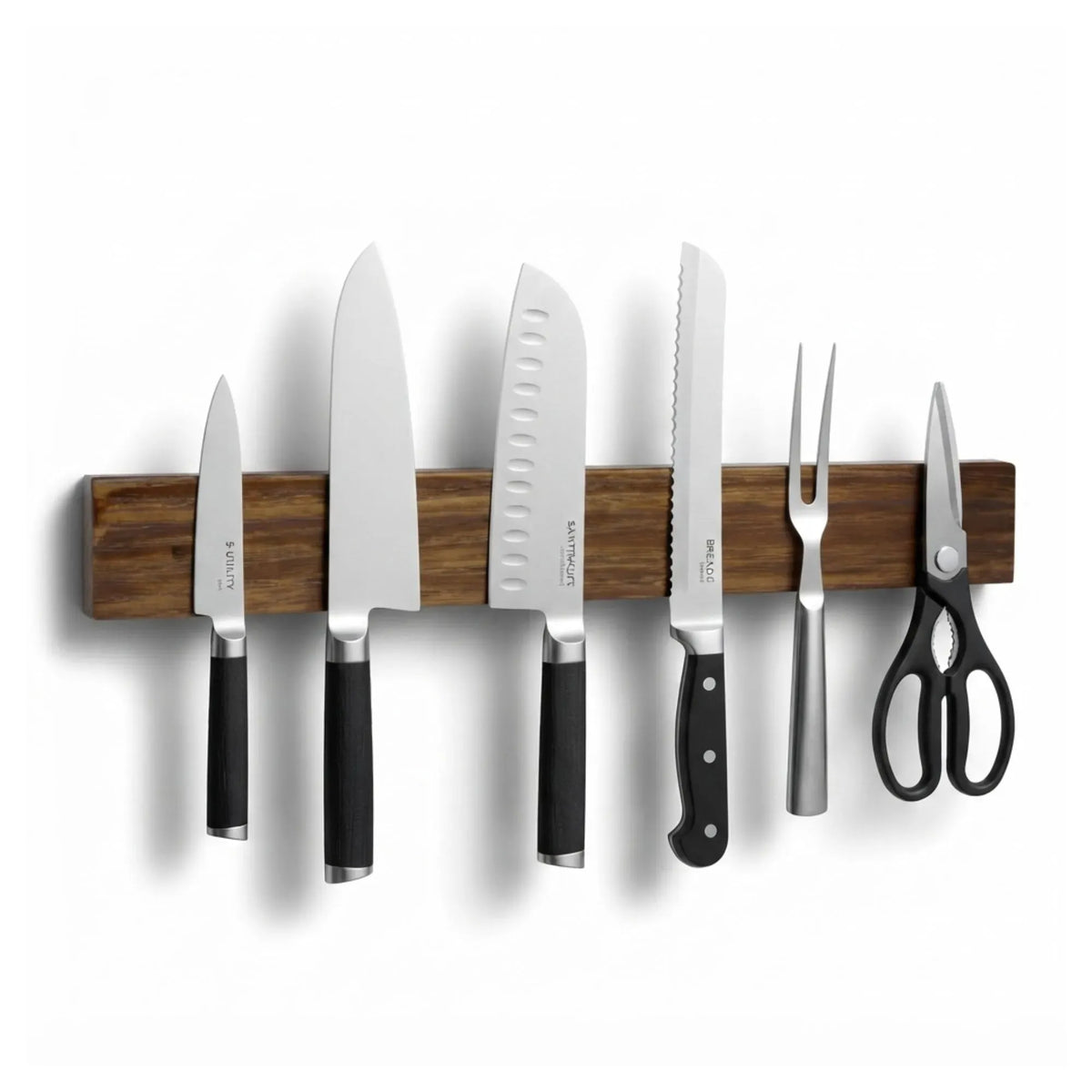 Magnetic Knife Holder Wall Mounted, Wood Strip, Brown (40cm)