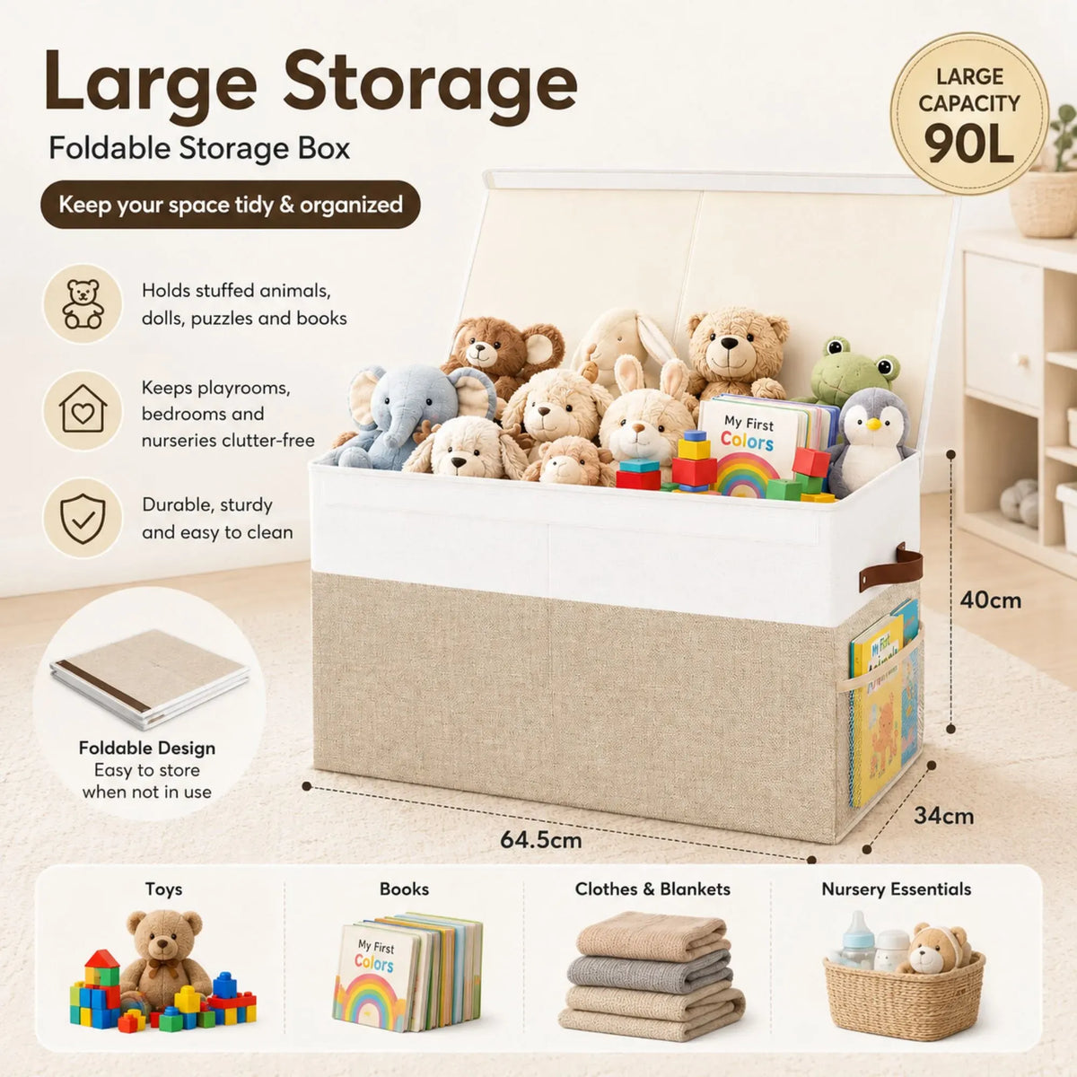 Large Toy Storage Box with Lid Upgraded Toy Storage Chest Organiser
