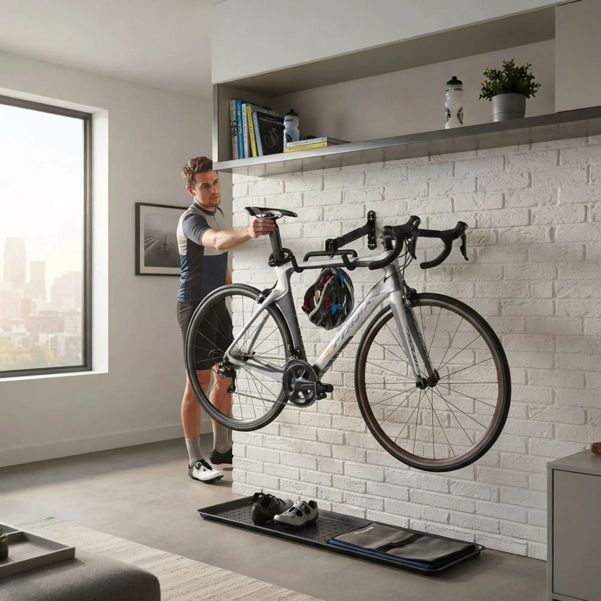 Wall Mount Bike Rack, Adjustable Foldable Hanger, Garage Storage