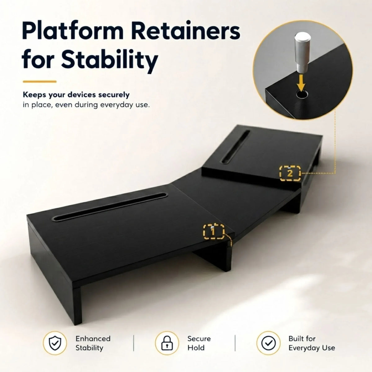 Dual Monitor Stand Riser, Adjustable Length and Angle, Black