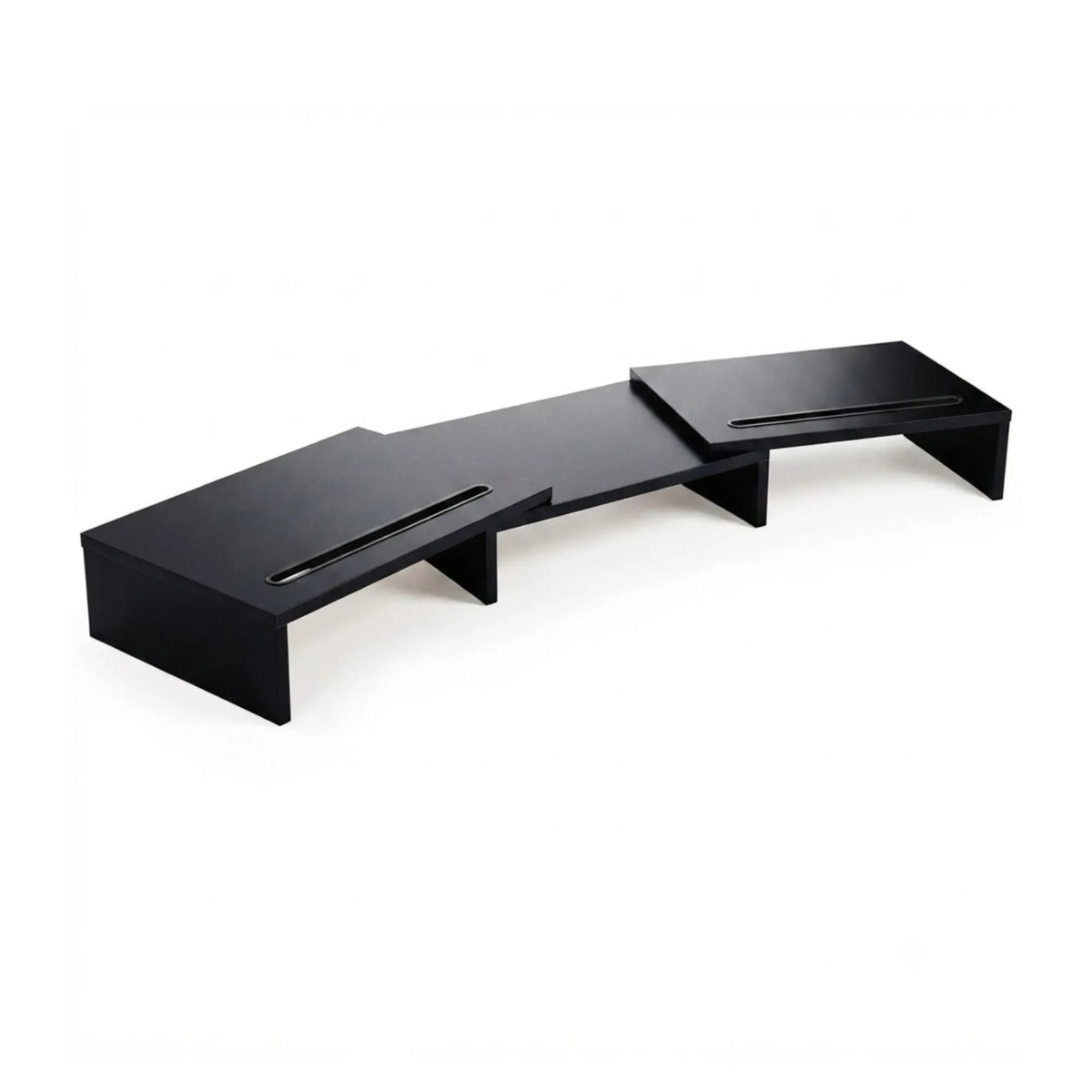 Dual Monitor Stand Riser, Adjustable Length and Angle, Black
