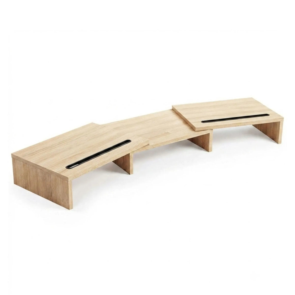 Dual Monitor Stand Riser, Adjustable Length and Angle, Beige