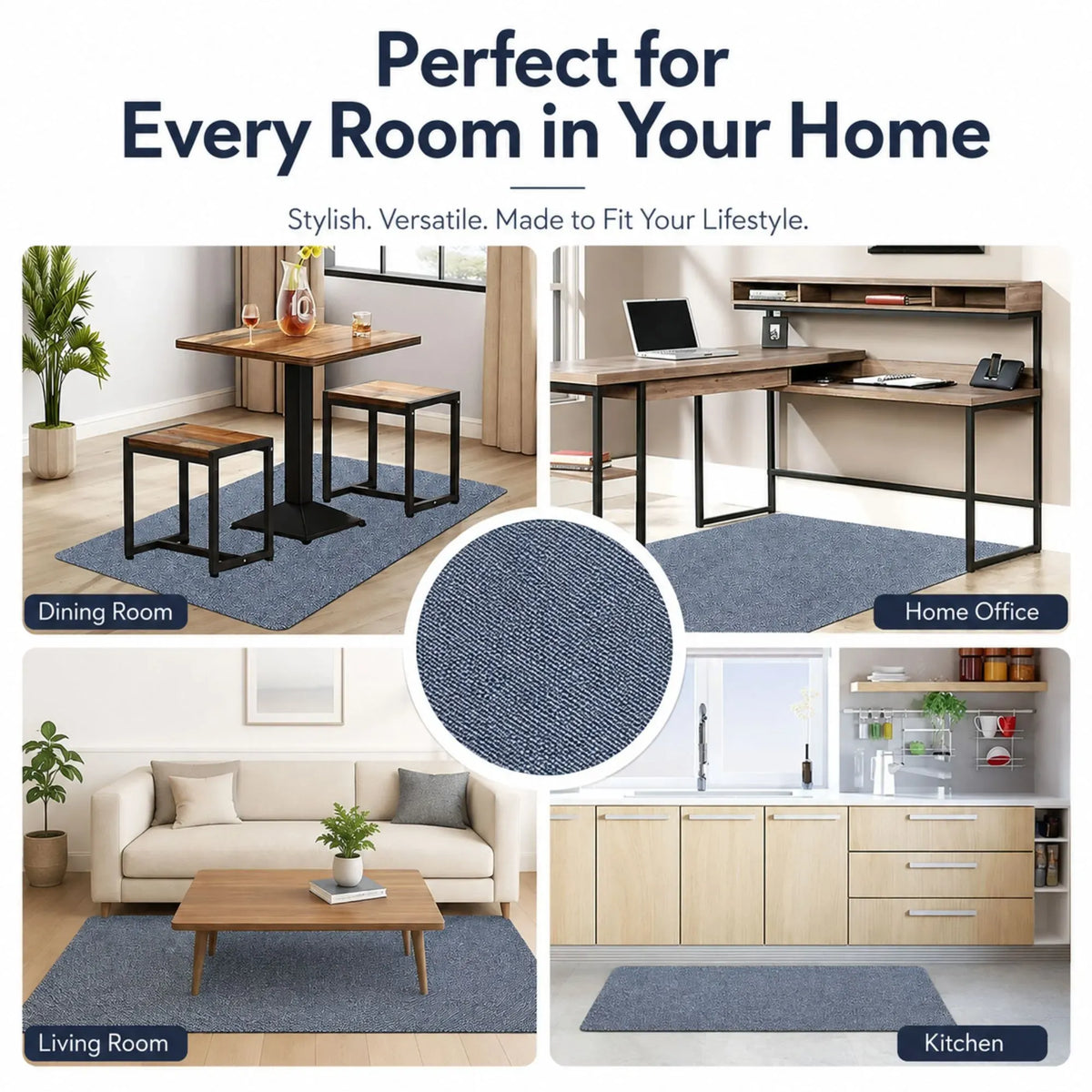 Office Chair Mat Hard Floor Protector, 120x90 cm, Anti-Slip, Grey
