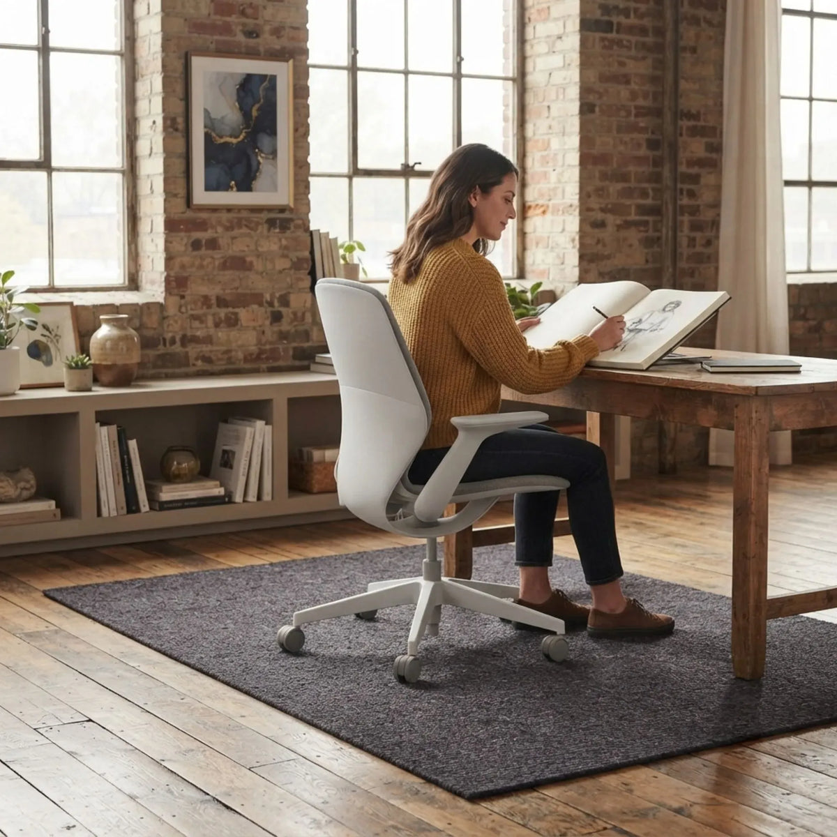 Office Chair Mat Hard Floor Protector, 120x90 cm, Anti-Slip, Grey