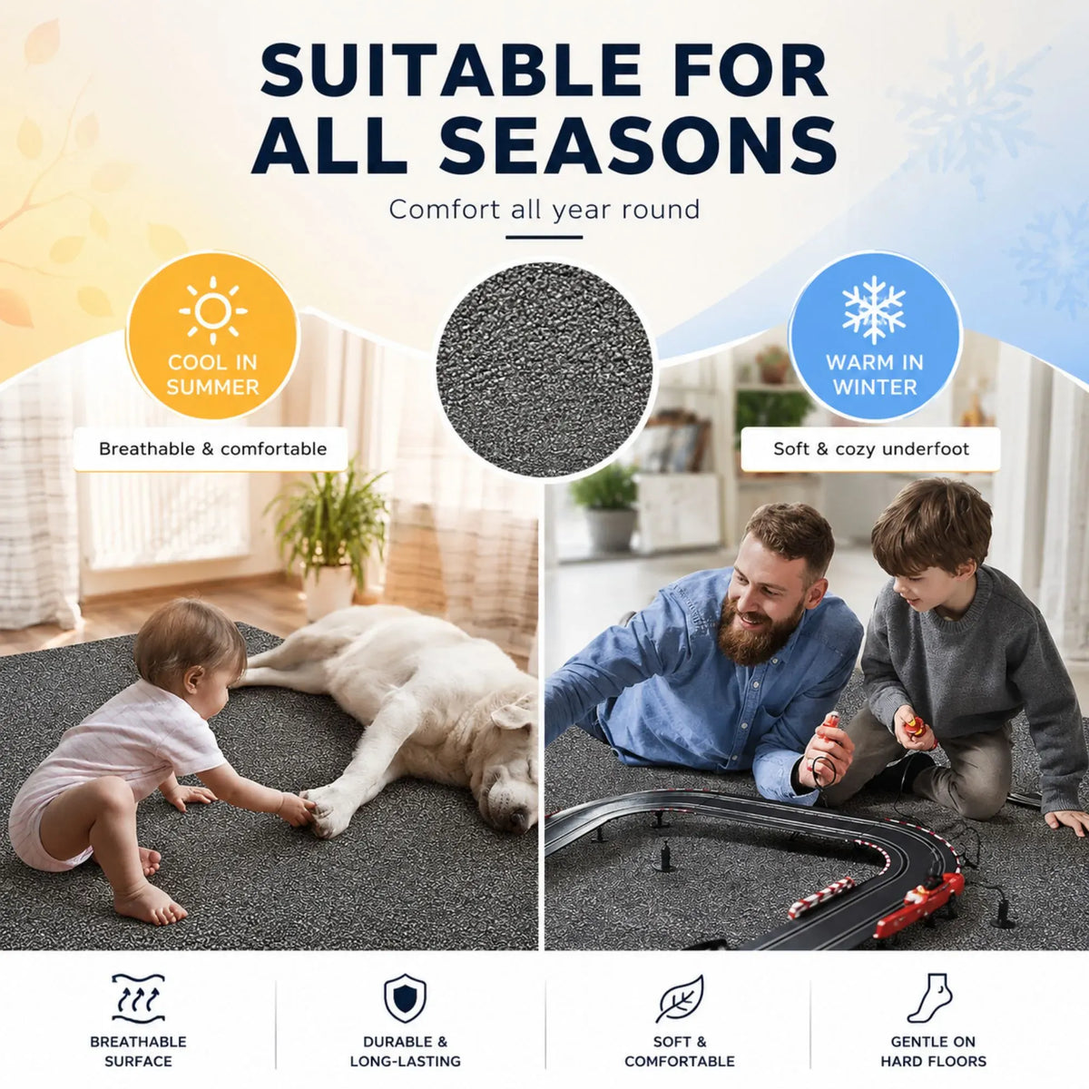 Office Chair Mat Hard Floor Protector, 120x90 cm, Anti-Slip, Grey