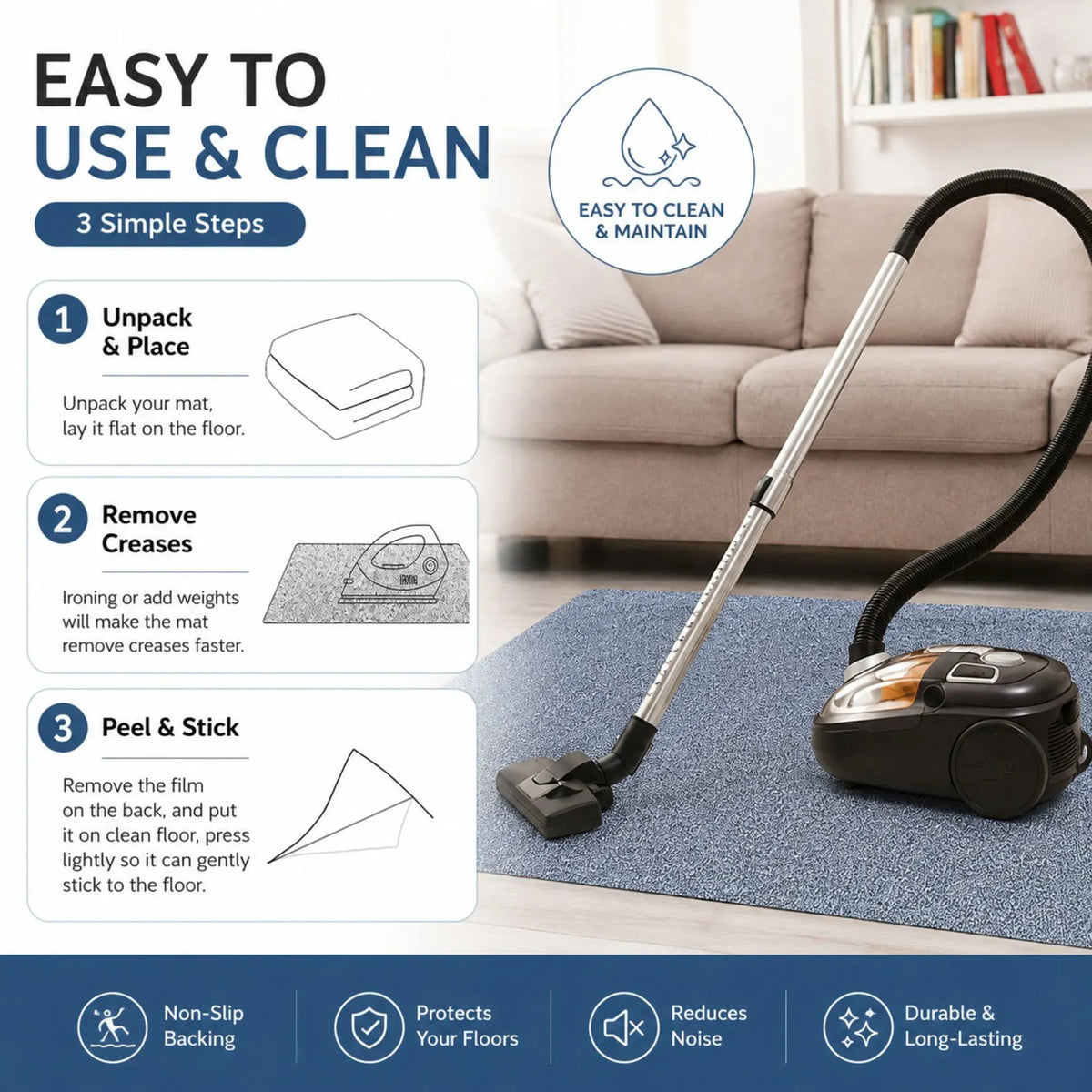 Office Chair Mat Hard Floor Protector, 120x90 cm, Anti-Slip, Grey