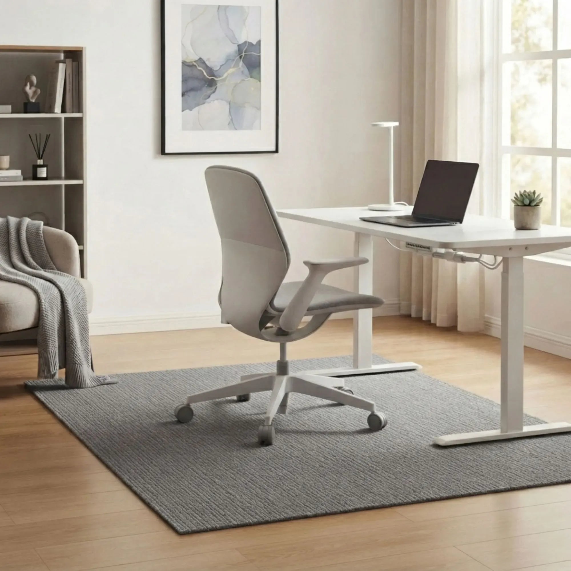 Office Chair Mat Hard Floor Protector, 120x90 cm, Anti-Slip, White