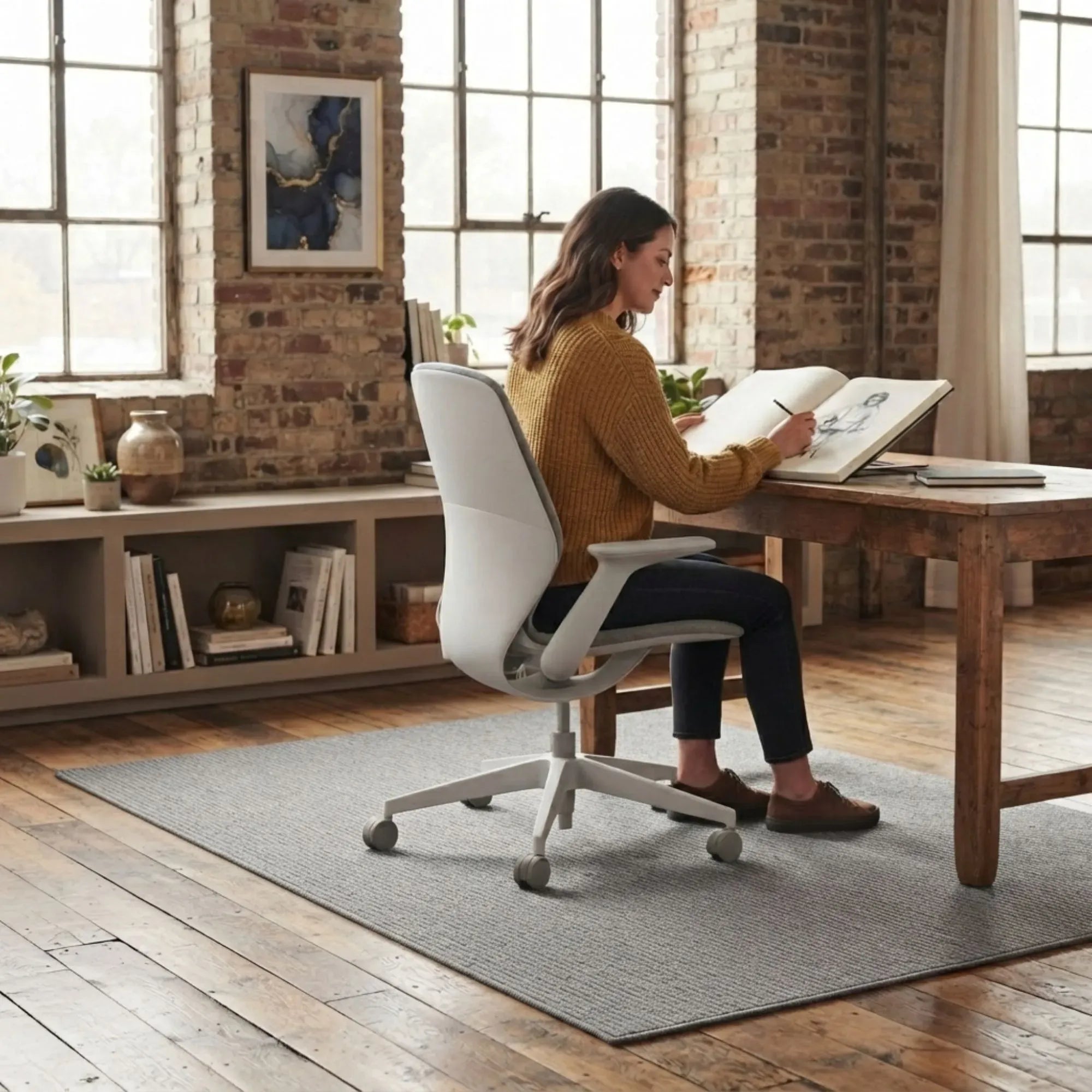 Office Chair Mat Hard Floor Protector, 120x90 cm, Anti-Slip, White