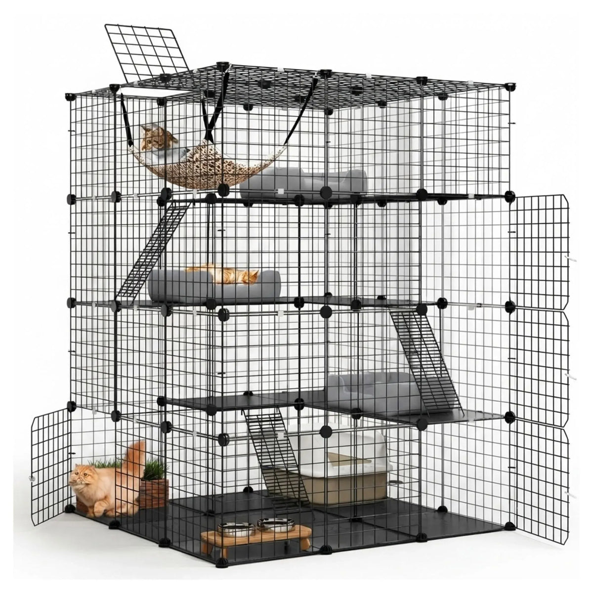 Large Cat Cage Diy Enclosure, 4 Tier Pet Playpen Cat Kennel