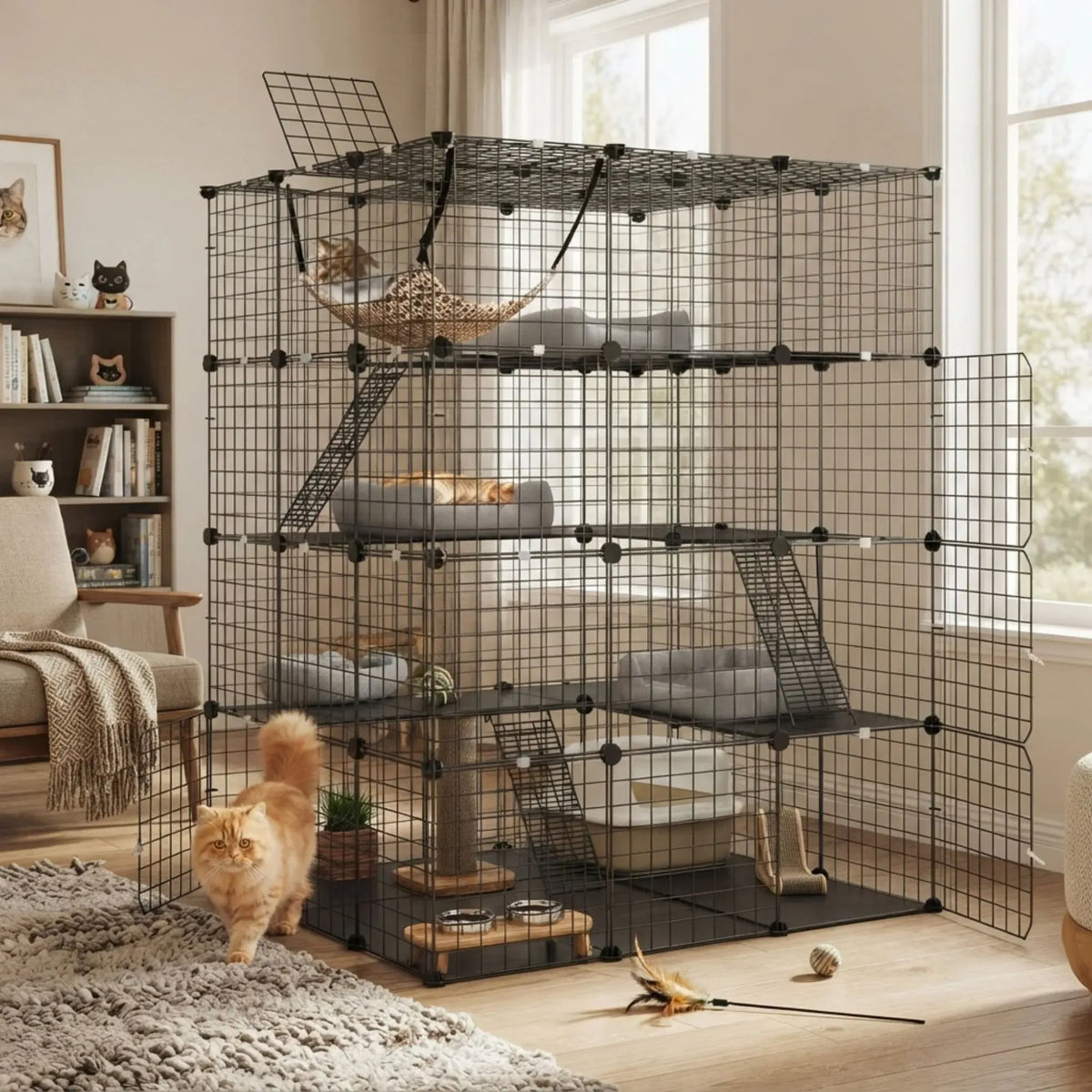 Large Cat Cage Diy Enclosure, 4 Tier Pet Playpen Cat Kennel
