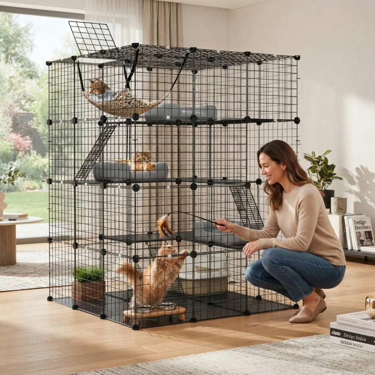 Large Cat Cage Diy Enclosure, 4 Tier Pet Playpen Cat Kennel