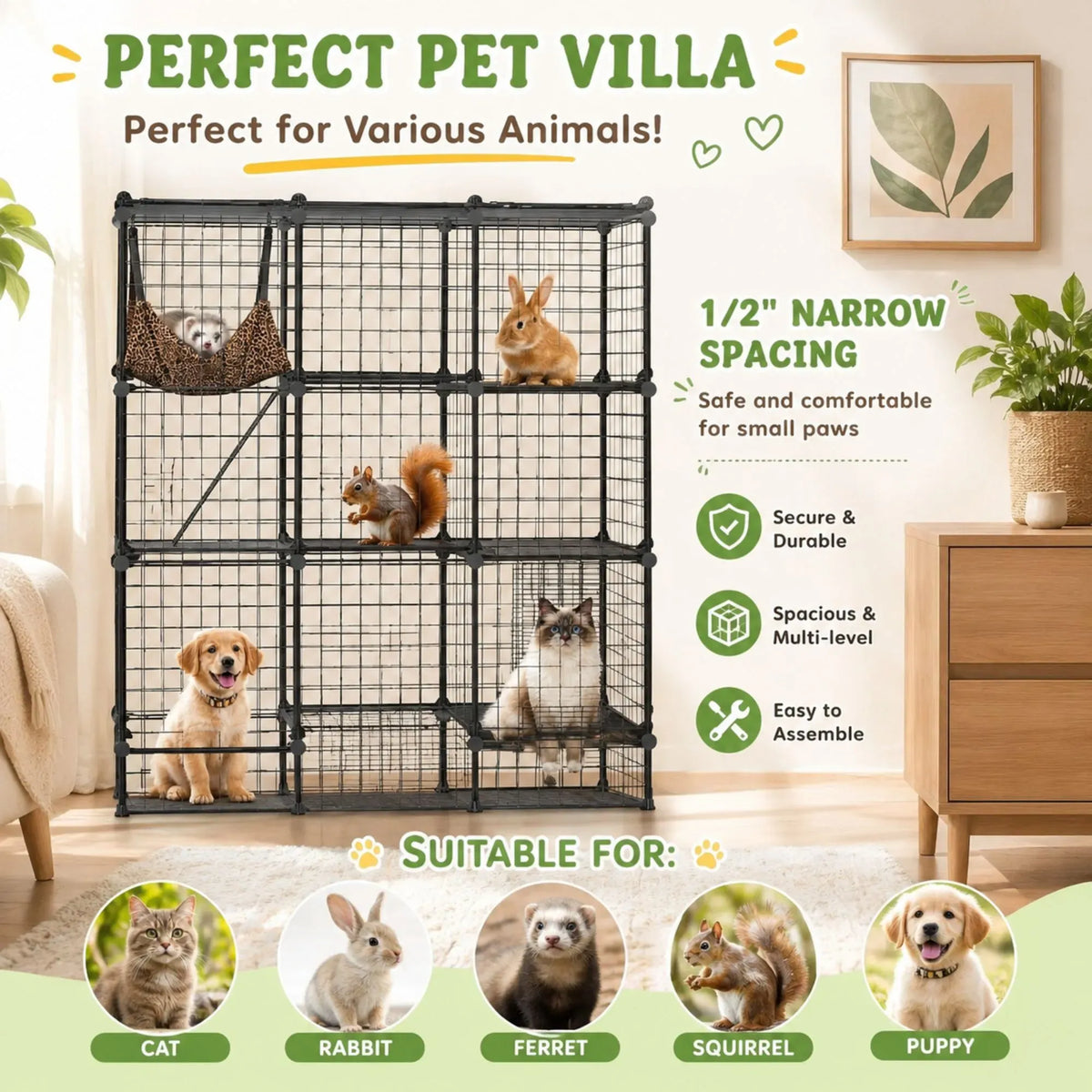 Large Cat Cage Diy Enclosure, 4 Tier Pet Playpen Cat Kennel