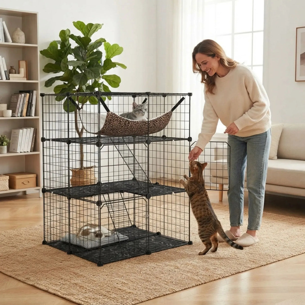 Large Cat Cage Diy Enclosure, 3 Tier Pet Playpen Cat Kennel