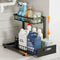 CARLA HOME 2 Tier Under Sink Organiser with Sliding Drawer, Cabinet Shelf, Black