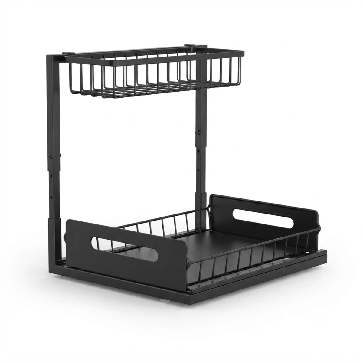 CARLA HOME 2 Tier Under Sink Organiser with Sliding Drawer, Cabinet Shelf, Black