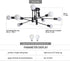 Modern Semi Flush Chandelier, 8 Light, Black