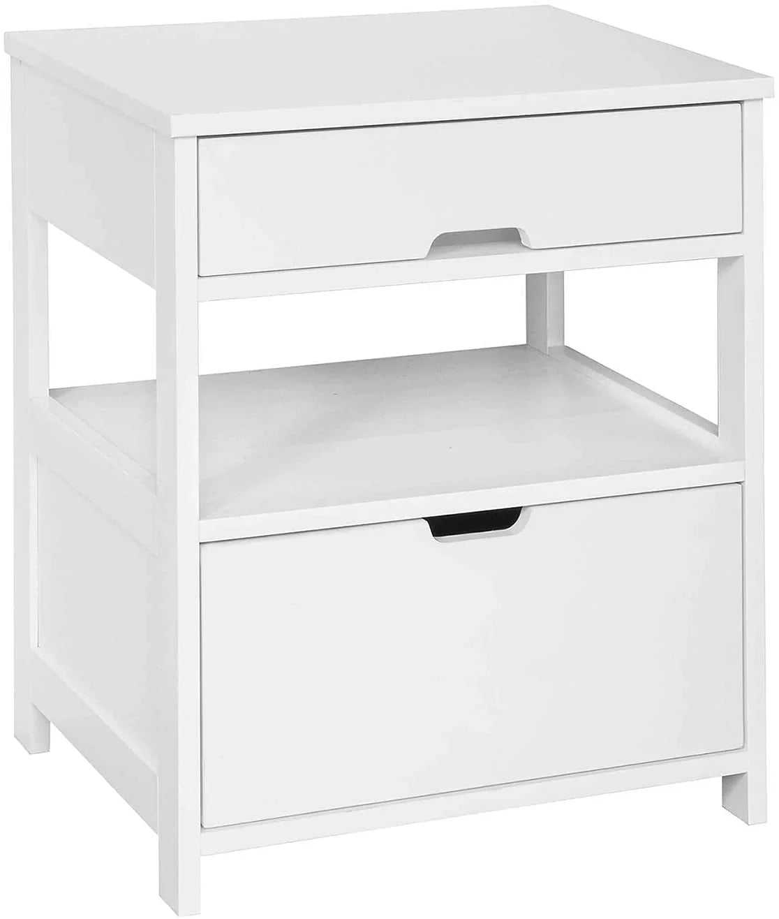White Bedside Table with 2 Drawers