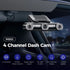 4 Channel 4K Dash Cam with 5G WiFi, GPS, 128GB eMMC, and Hardwire Kit